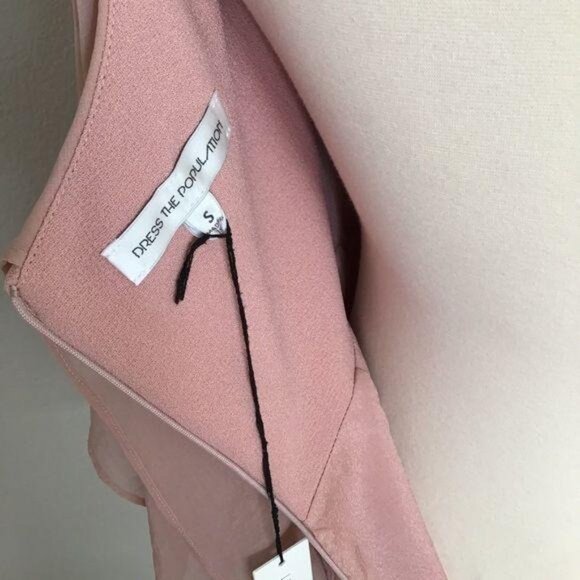 Dress the Population Diana Gown Size Small Blush Side Slit Cold Shoulder New - Picture 8 of 15